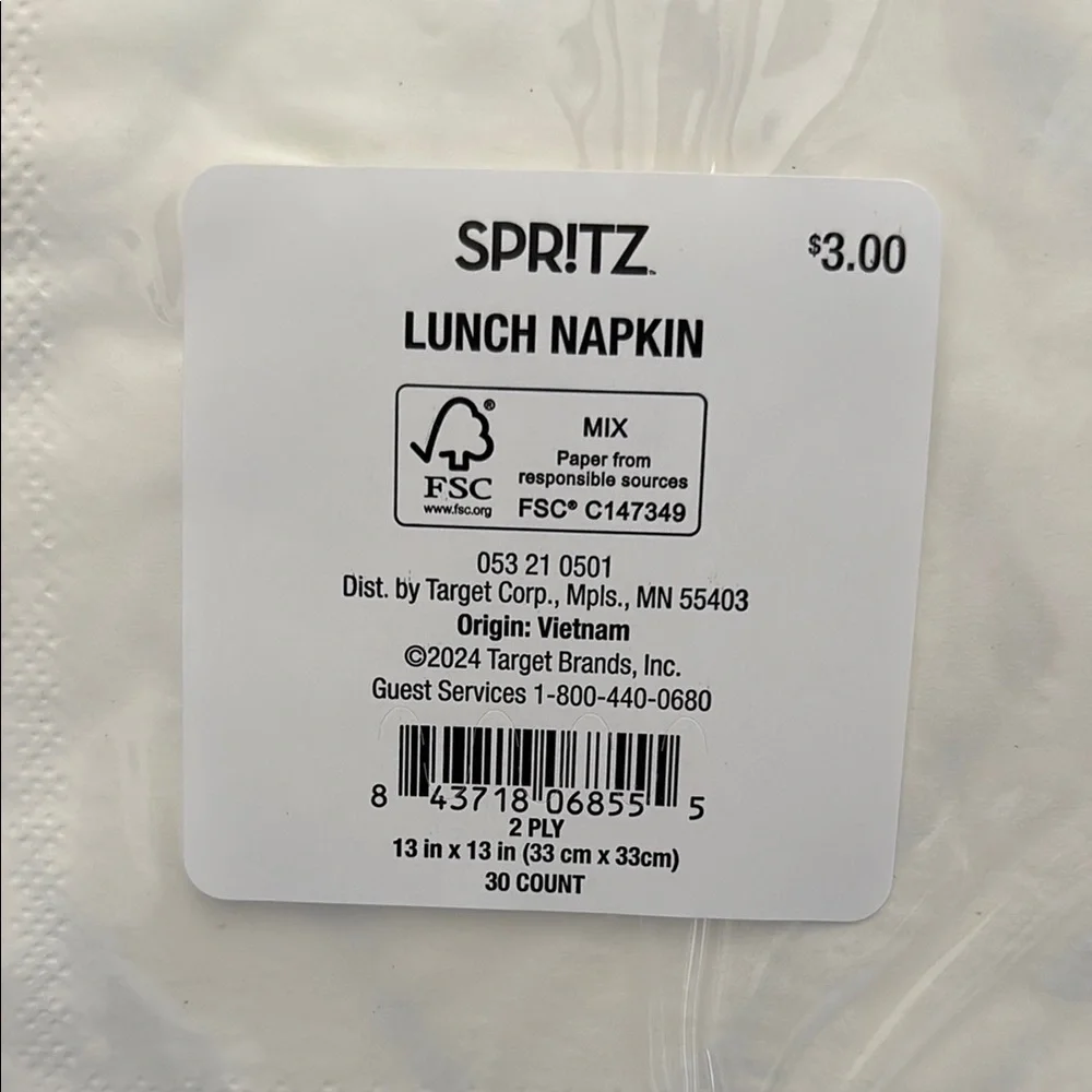 Spritz Pink and White Disposable Tableware Napkins